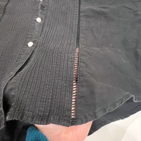 Vtg Gitano ramie cotton blend button up blouse black medium snap shoulder - Picture 4 of 9